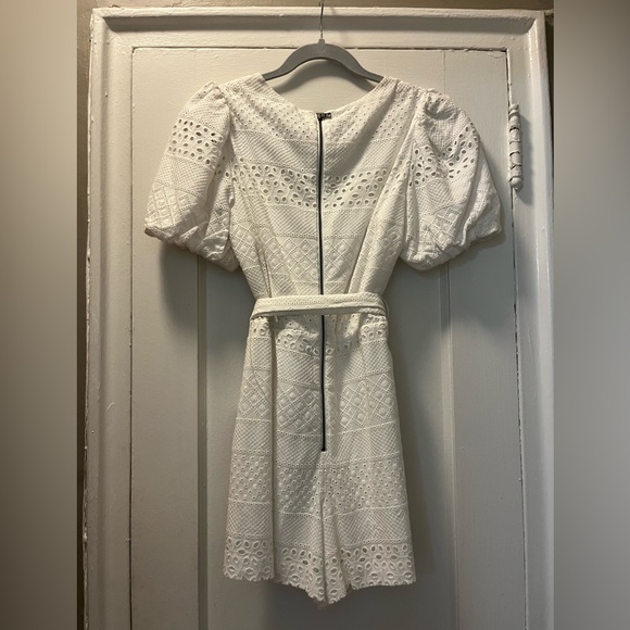 Alice + Olivia Eyelet Puff Sleeve Romper - Picture 7 of 7